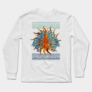 Native American Kokopelli Musicans - Sun Border 2 Long Sleeve T-Shirt